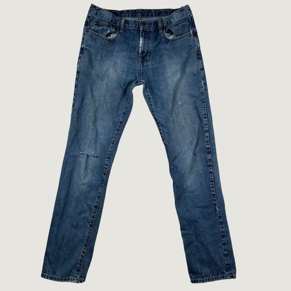 Polo Ralph Lauren Jeans Mens Straight Leg Distressed Denim 32x32 Blue Workwear
